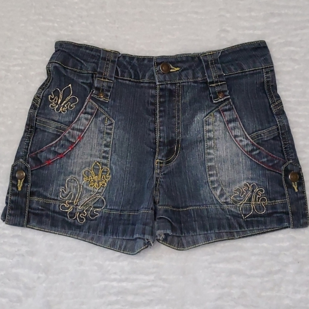 Embroidered Jean Denim Shorts